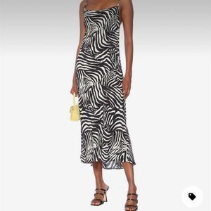 Silky Satin Zebra Slip Dress